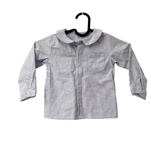 Edgehill Collection Blue Striped Long Sleeve Cotton Button Shirt Boys 18 Months - Picture 1 of 5